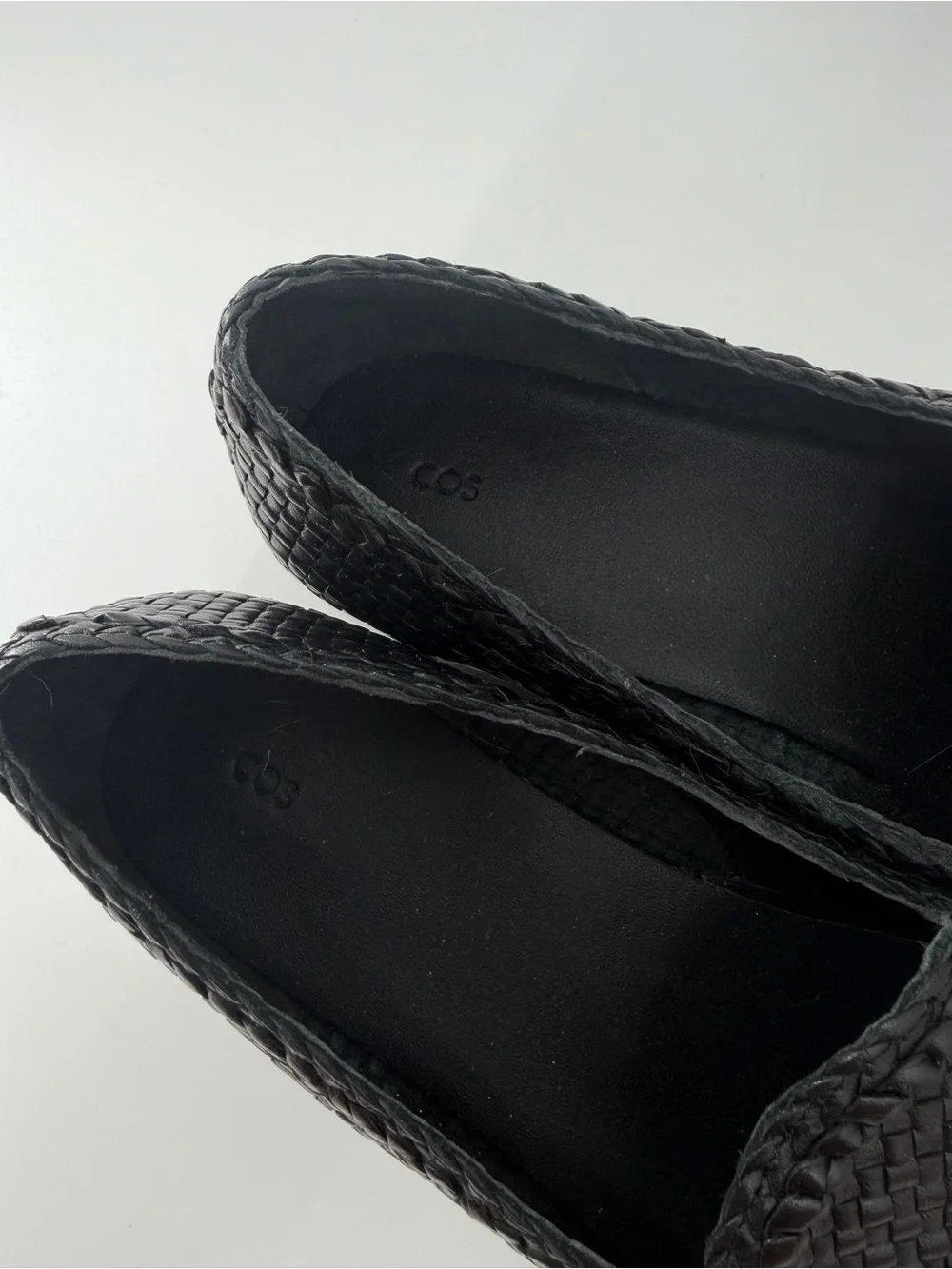 Cos Hand Woven Leather Black Loafers